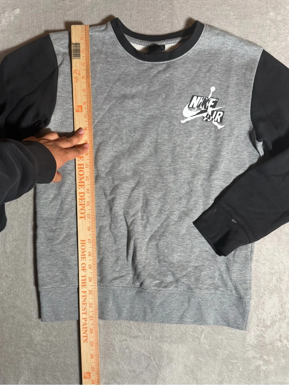Jordan Kids Gray and Black Colorblock Crewneck Sweatshirt